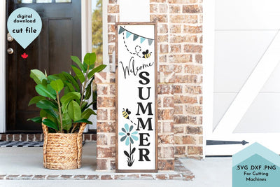 Welcome Summer SVG Cut File Vertical Porch Sign SVG Lettershapes 