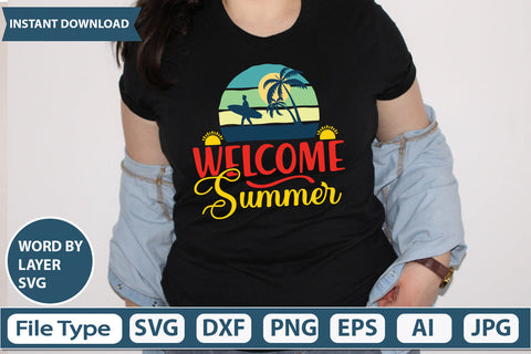 Welcome Summer Svg Cut File,SVGs,quotes-and-sayings,food-drink,mini-bundles,print-cut,on-sale, SVG DesignPlante 503 