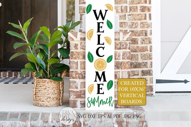 Welcome Summer SVG | Farmhouse Lemons Sign | DXF and more SVG Diva Watts Designs 