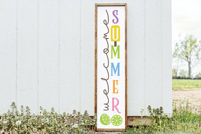 Welcome Summer Vertical Porch Sign SVG Cut File SVG Shine Green Art 