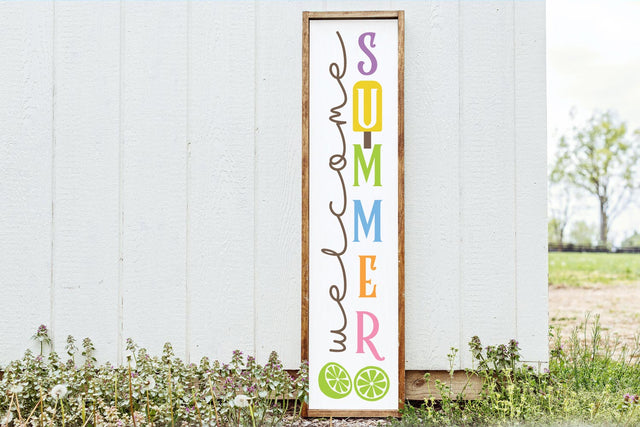 Welcome Summer Vertical Porch Sign SVG Cut File SVG Shine Green Art 