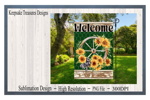 Welcome Sunflower Garden Flag, PNG for Sublimation, Digital Download, Yard Flag Template, Sublimation Printing Sublimation Keepsake Treasures Designs LLC. 