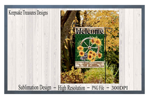 Welcome Sunflower Garden Flag, PNG for Sublimation, Digital Download, Yard Flag Template, Sublimation Printing Sublimation Keepsake Treasures Designs LLC. 