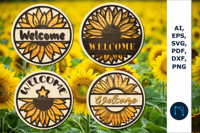 Welcome Sunflower Round SVG Bundle SVG MD JOYNAL ABDIN 