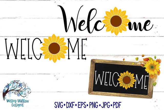 Welcome Sunflower SVG Set SVG Wispy Willow Designs 