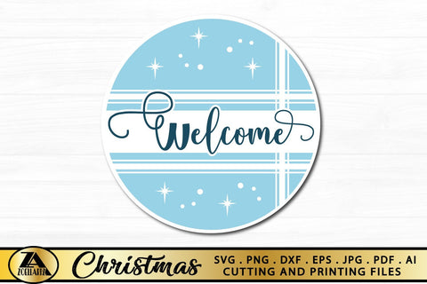 Welcome SVG Christmas Snow Ornament SVG Round Door Sign SVG SVG zoellartz 