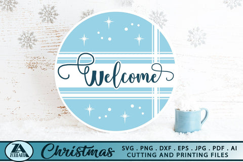 Welcome SVG Christmas Snow Ornament SVG Round Door Sign SVG SVG zoellartz 