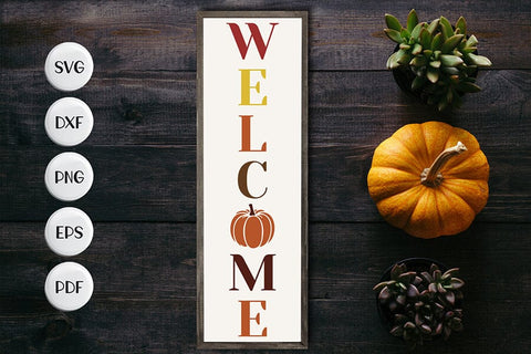 Welcome SVG - Fall Vertical Sign SVG SVG CraftLabSVG 