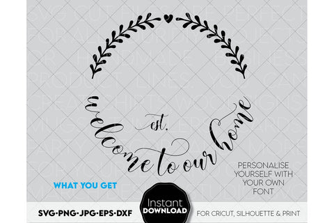 Welcome SVG , Family Sign SVG, Home Decor SVG, Front Porch Welcome Sign SVG, Last Name Monogram SVG SVG March Design Studio 