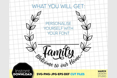 Welcome SVG , Family Sign SVG, Home Decor SVG, Front Porch Welcome Sign SVG, Last Name Monogram SVG SVG March Design Studio 