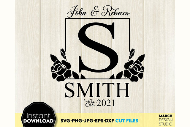 Welcome SVG , Family Sign SVG, Home Decor SVG, Front Porch Welcome Sign SVG, Last Name Monogram SVG SVG March Design Studio 