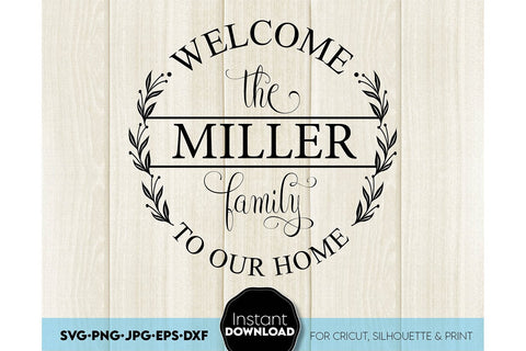 Welcome SVG , Family Sign SVG, Home Decor SVG, Front Porch Welcome Sign SVG, Last Name Monogram SVG SVG March Design Studio 