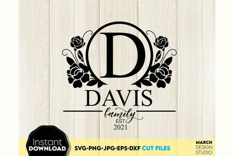 Welcome SVG , Family Sign SVG, Home Decor SVG, Front Porch Welcome Sign SVG, Last Name Monogram SVG SVG March Design Studio 
