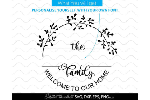 Welcome SVG , Family Sign SVG, Home Decor SVG, Front Porch Welcome Sign SVG, Last Name Monogram SVG SVG March Design Studio 
