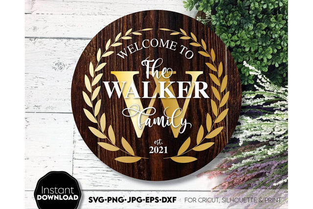 Welcome SVG , Family Sign SVG, Home Decor SVG, Front Porch Welcome Sign SVG, Last Name Monogram SVG SVG March Design Studio 