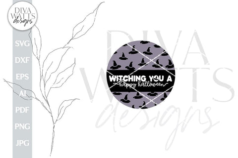 Welcome SVG For Halloween With Witch Hats Door Hanger For Halloween SVG With Witch For Sign Witching You A Happy Halloween svg SVG SVG Diva Watts Designs 