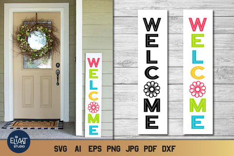 Welcome SVG, Porch Sign SVG with Flower, Front Porch Sign. SVG Elinorka 