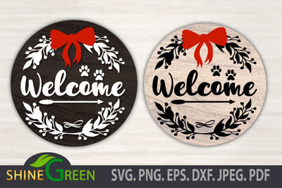Welcome SVG Porch Sign with Cat/Dog Paw for Home, Farmhouse, Christmas, Fall SVG Shine Green Art 