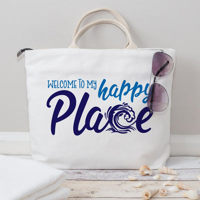 Welcome to my happy Place Ocean Wave - Beach Summer Surfing SVG SVG Chameleon Cuttables 