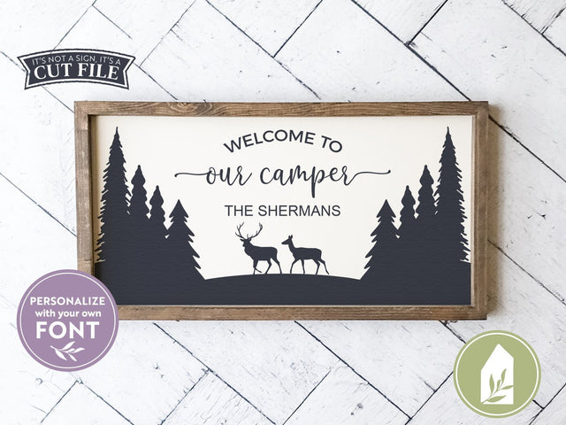 Welcome to Our Camper SVG | Last Name Sign SVG | Farmhouse Sign Design SVG LilleJuniper 
