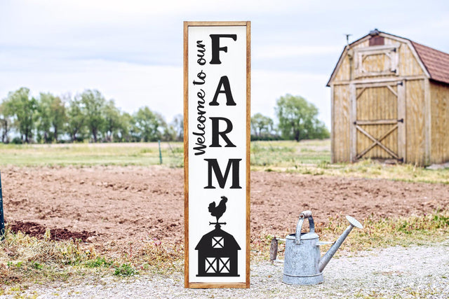 Welcome to Our Farm | Farmhouse Vertical Porch Sign SVG SVG Shine Green Art 