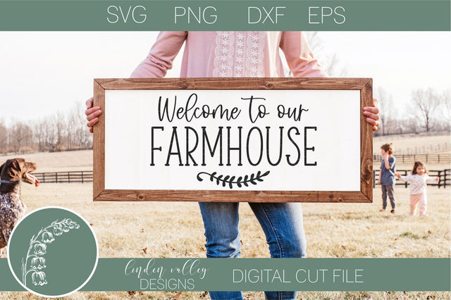 Welcome To Our Farmhouse Svg-Farmhouse Home Svg-Home Quote Svg SVG Linden Valley Designs 