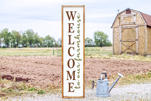Welcome To Our Farmhouse Vertical Sign SVG So Fontsy Design Shop 