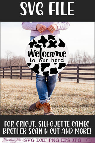 Welcome to our Herd - Round Farmhouse Sign SVG SVG Madison Mae Designs 