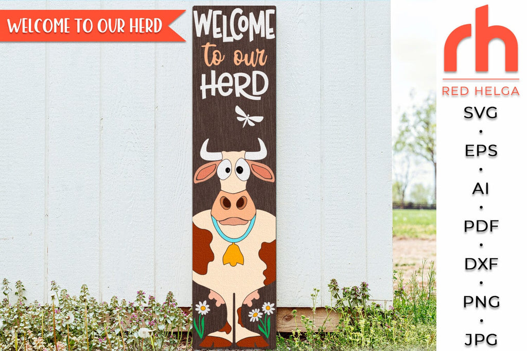 Welcome to Our Herd SVG, Layered Farm Porch Sign Cut File - So Fontsy