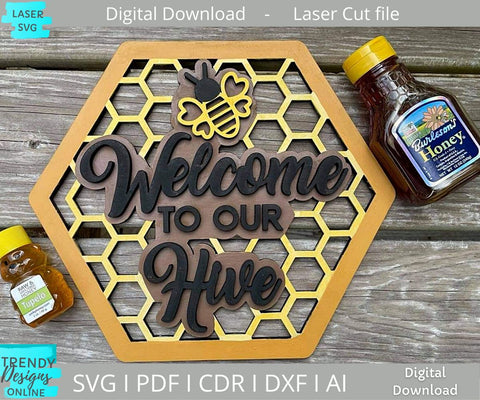 Welcome to our Hive Honeycomb laser cut file SVG Trendy Designs Online 