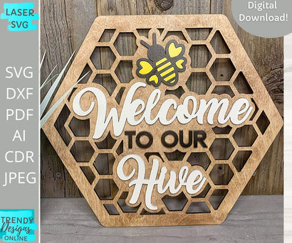 Welcome to our Hive Honeycomb laser cut file SVG Trendy Designs Online 