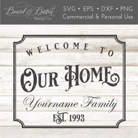 Welcome To Our Home Personalizable SVG File SVG Board & Batten Design Co 