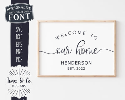 Welcome To Our Home SVG Files, Last Name Svg, Family Name Svg, Farmhouse Svg, Commercial Use, Cricut, Silhouette, Digital Cut Files, DXF PNG (1369086006) SVG Ivan & Co. Designs 