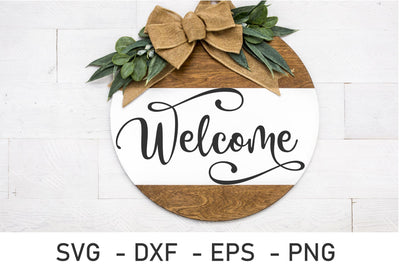welcome to our home svg , round wood sign svg for cricut SVG Chamsae Studio 