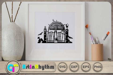 Welcome to our Hunted House / Happy Halloween gate sign SVG Artinrhythm shop 
