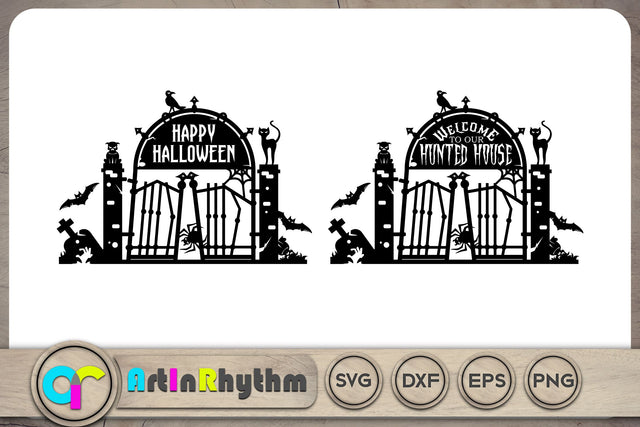 Welcome to our Hunted House / Happy Halloween gate sign SVG Artinrhythm shop 