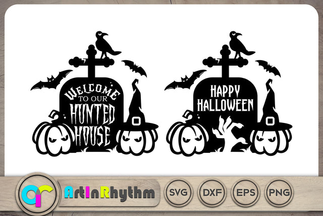 Welcome to our Hunted House, Happy Halloween Porch Sign SVG Artinrhythm shop 