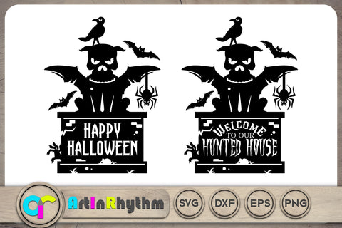 Welcome to our Hunted House / Happy Halloween Sign SVG Artinrhythm shop 