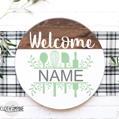 Welcome to our Kitchen Split Name Frame SVG Cloth and Pine Designs 