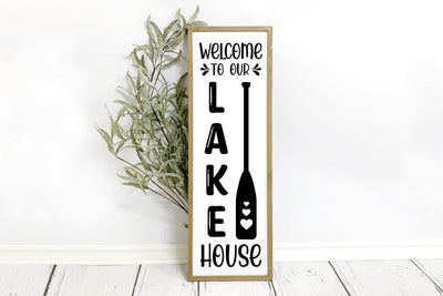 Welcome to Our Lake House Vertical Porch Sign SVG SVG Ikonart Design Shop 
