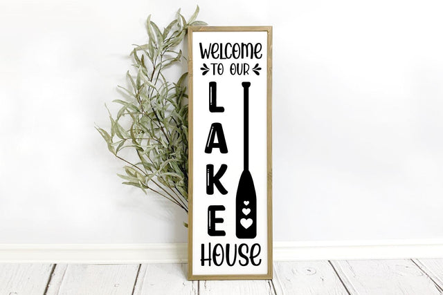 Welcome to Our Lake House Vertical Porch Sign SVG SVG Shine Green Art 