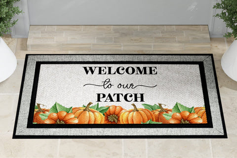 Welcome To Our Patch Pumpkin Door Mat PNG For Sublimation Sublimation BijouBay 