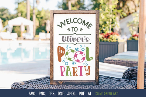 Welcome to Our Pool Party | Pool SVG for Summer SVG Shine Green Art 