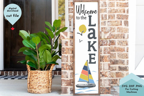 Welcome to the Lake Vertical Porch Sign SVG SVG Lettershapes 