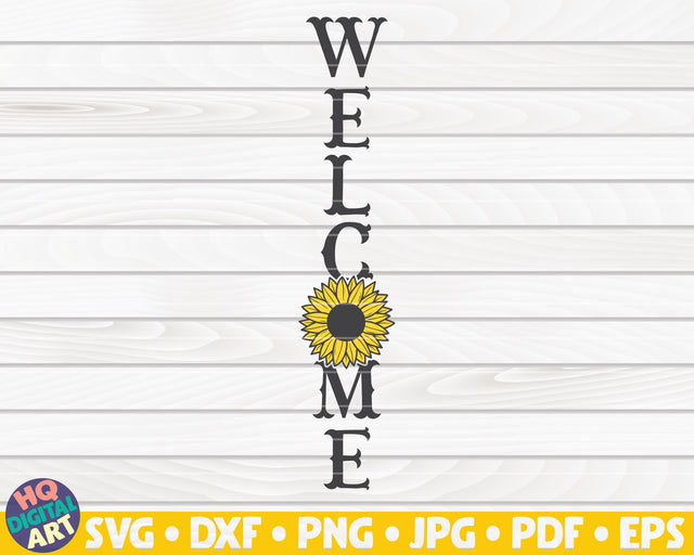 Welcome vertical sign with Sunflower SVG SVG HQDigitalArt 