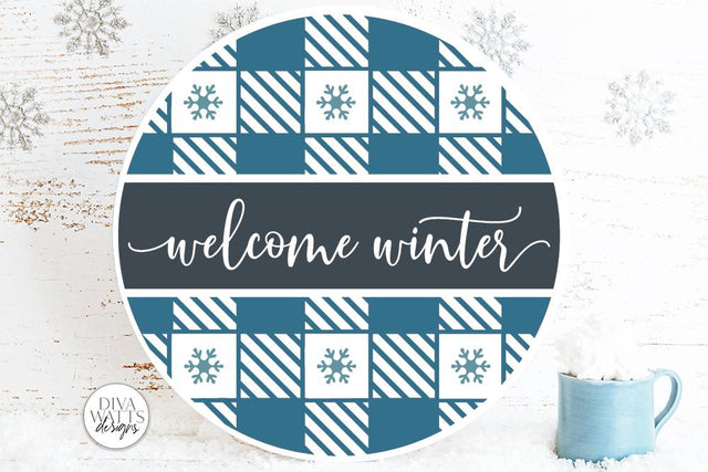 Welcome Winter Plaid SVG | Christmas Round Design SVG Diva Watts Designs 