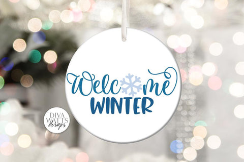 Welcome Winter SVG | Christmas Round Sign Design SVG Diva Watts Designs 