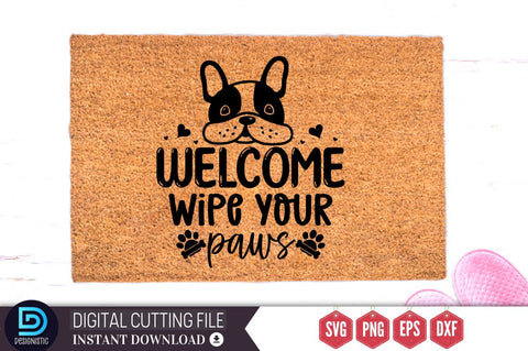 Welcome wipe your paws SVG, Welcome wipe your paws SVG DESIGNISTIC 