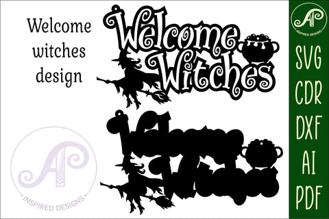 Welcome Witches Halloween sign svg laser cut file SVG APInspireddesigns 
