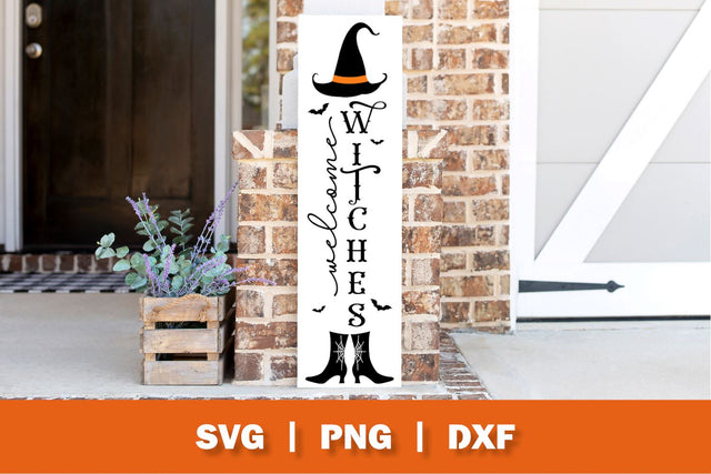 Welcome Witches Halloween Vertical Sign SVG SVG Ollive Studio 